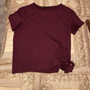 INC International Concepts 1X Maroon/Burgundy Drawstring-Side Top